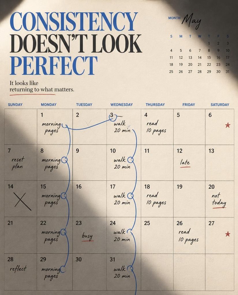 Consistency doesn't look perfect - the wavy line of returning to habits over time