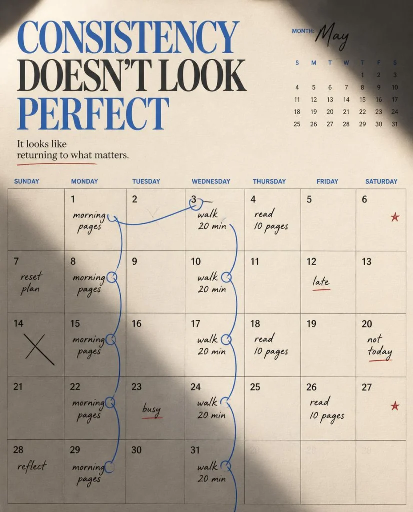 Consistency doesn't look perfect - the wavy line of returning to habits over time